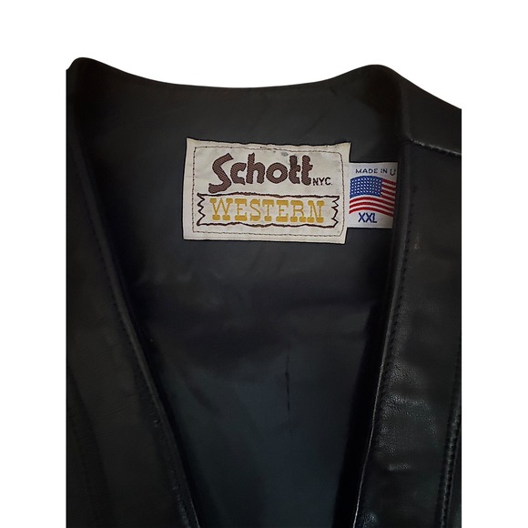 Schott NYC Western Vintage 80's Leather Men's Size XXL Black Biker Motorcycle - Picture 3 of 6